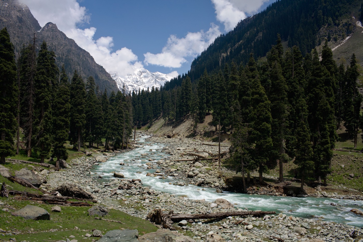 A river flowing through Kashmir’s mountain landscape